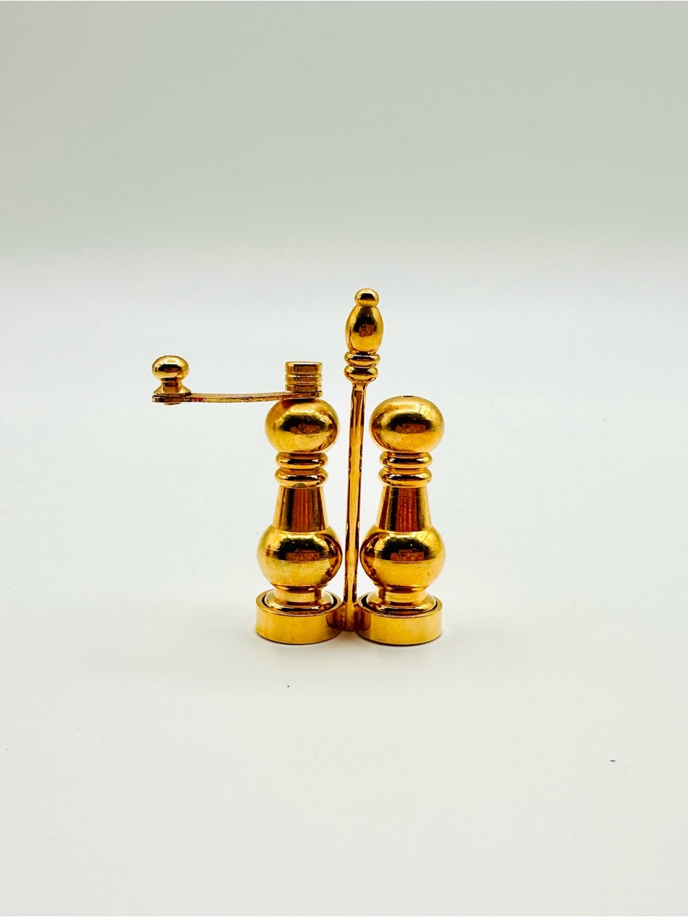 Vintage Brass Miniature Pepper Grinder and Salt Shaker NIB